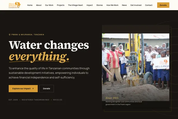 African Reflections Foundation homepage — NGO website built by Samuel Mwanga
